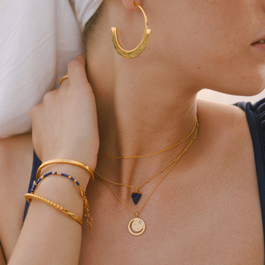 Hollow Light Round Cut Sterling Silver Plated Gold Necklace