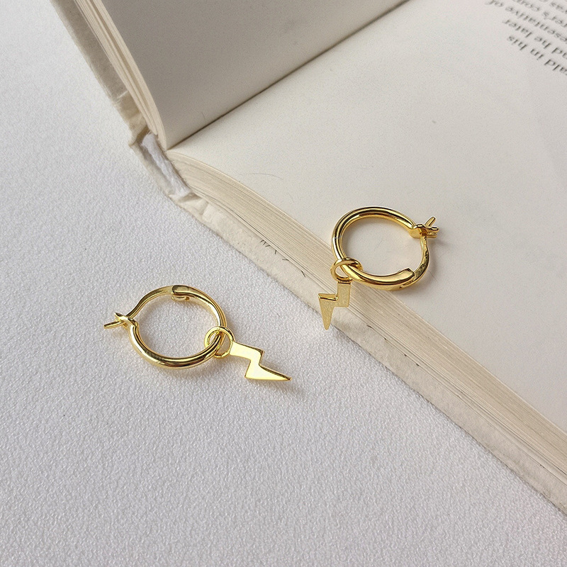 Lightning Sterling Silver Plated Gold Earring