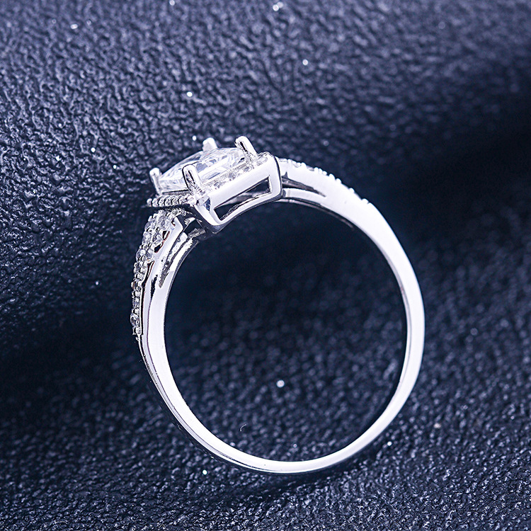 Halo Princess Cut Sterling Silver Ring-TL-Juri Elle