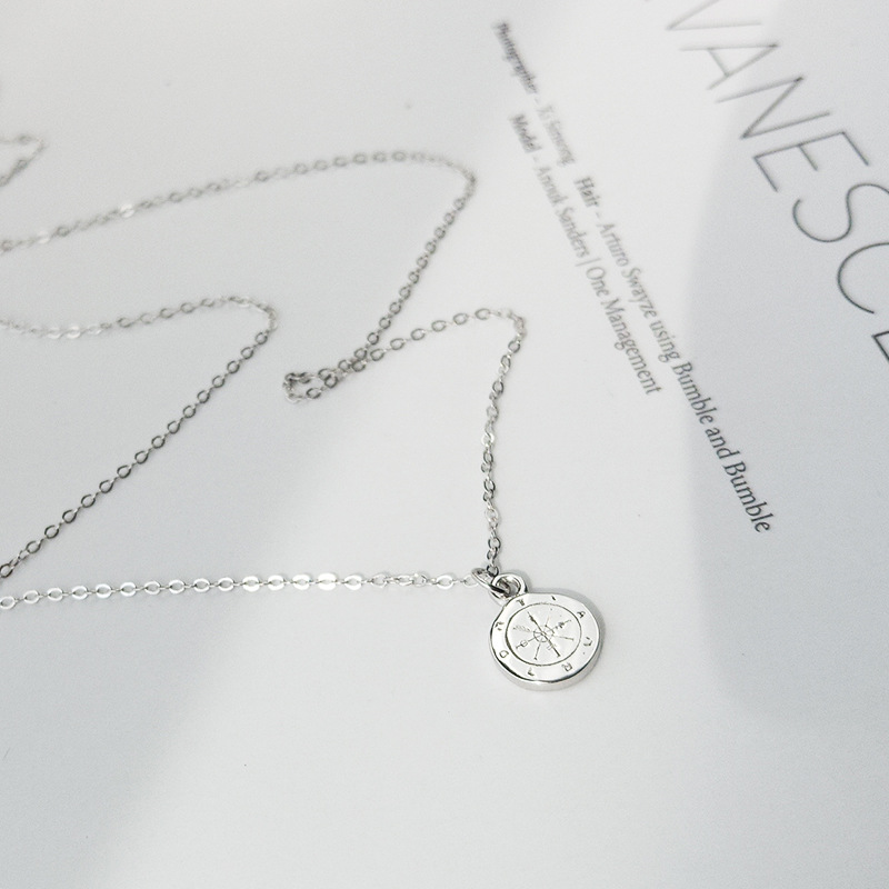 Navigation Compass Sterling Silver Necklace