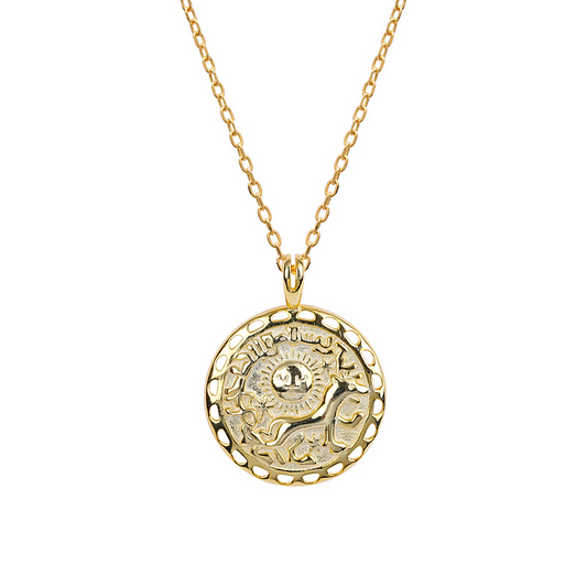 Embossed Dog Sterling Silver Plated Gold Necklace