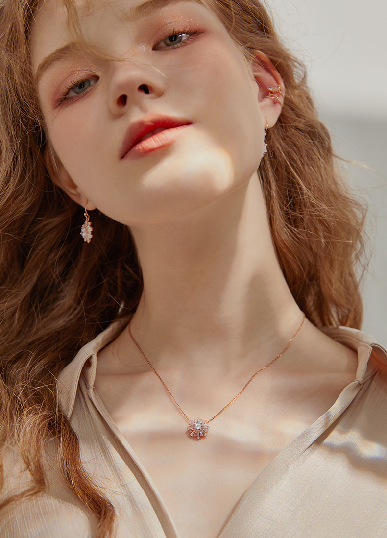 Being Your Sunshine Round Cut Sterling Silver Plated 14k Rose Gold Necklace