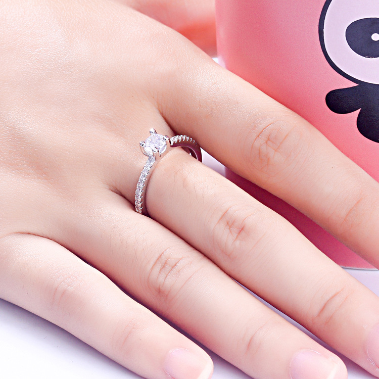 Simple Round Cut Sterling Silver Ring-TL-Juri Elle