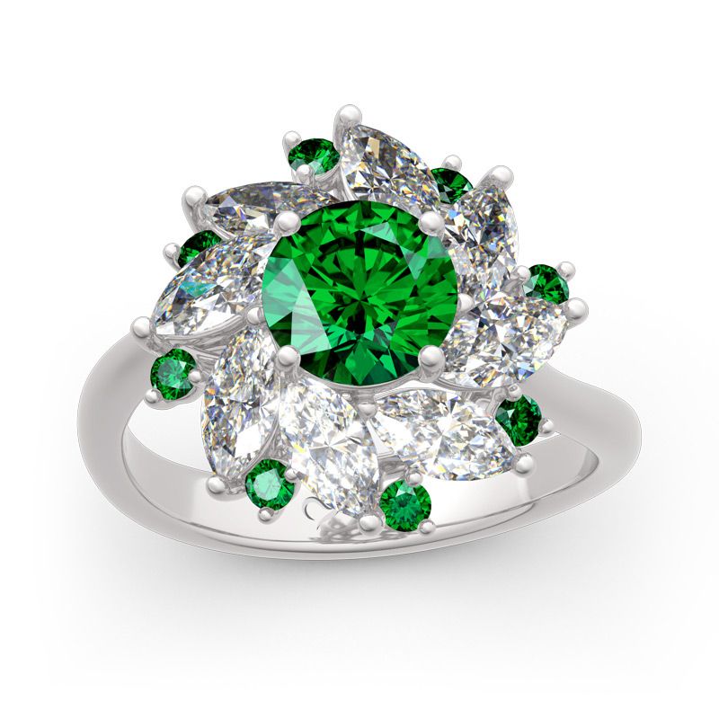 Halo Round Cut Sterling Silver Ring-JE-Juri Elle