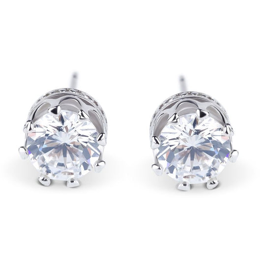 Classic Crown Sterling Silver Stud Earrings-JE-Juri Elle