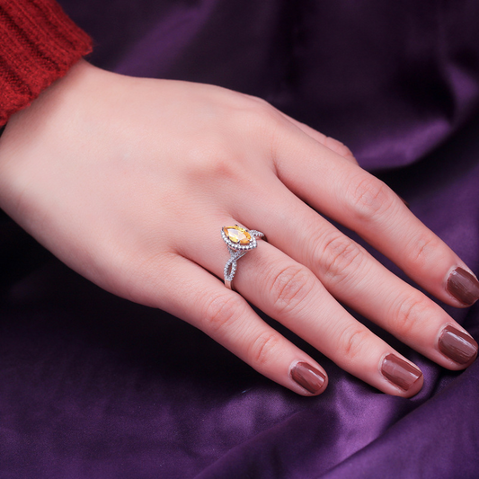 Halo Marquise Cut Sterling Silver Ring-TL-Juri Elle