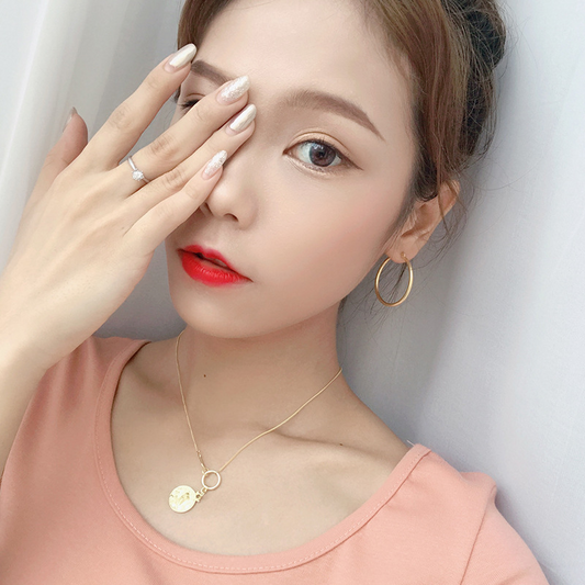 Simple Circle Sterling Silver Plated Gold Earring