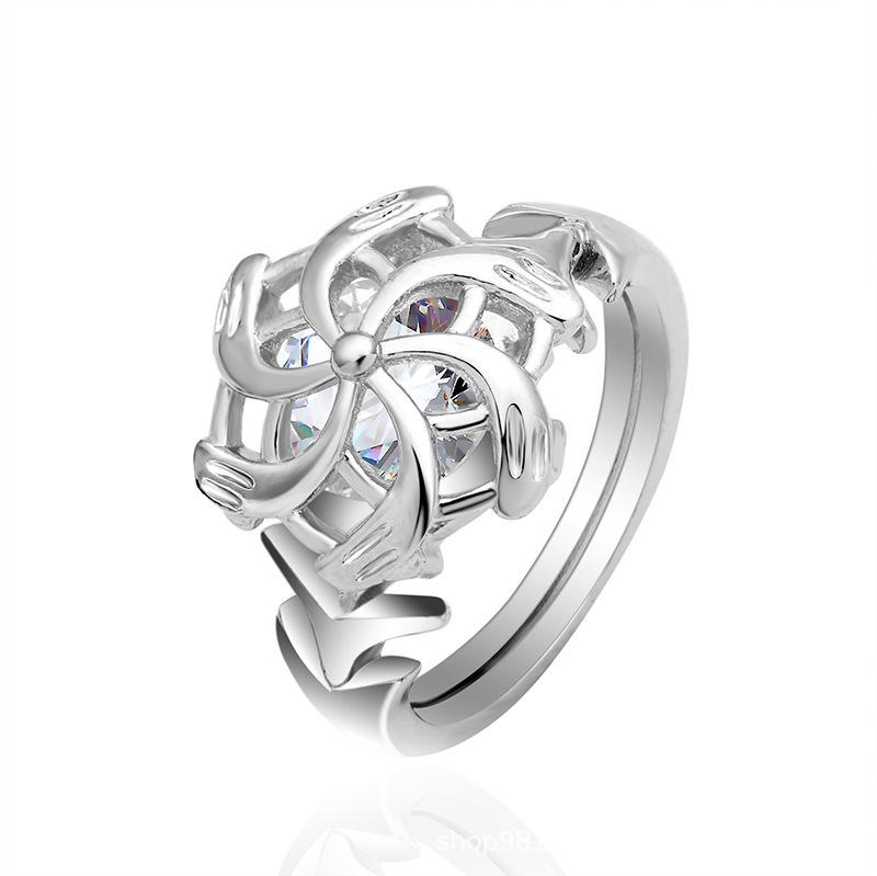 Flower Round Cut Sterling Silver Ring-TL-Juri Elle