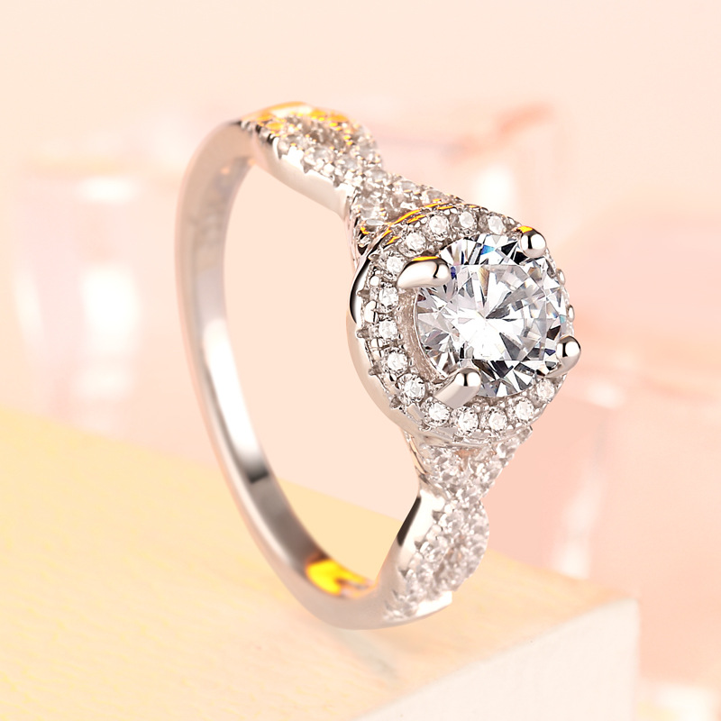 Promise Round Cut Sterling Silver Ring For Women-TL-Juri Elle