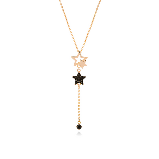 Picking Stars For You Round Cut Sterling Silver Plated 14K Rose Gold Necklace