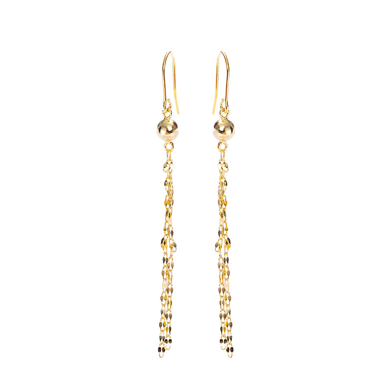Long Tassel Sterling Silver Plated Gold Earring