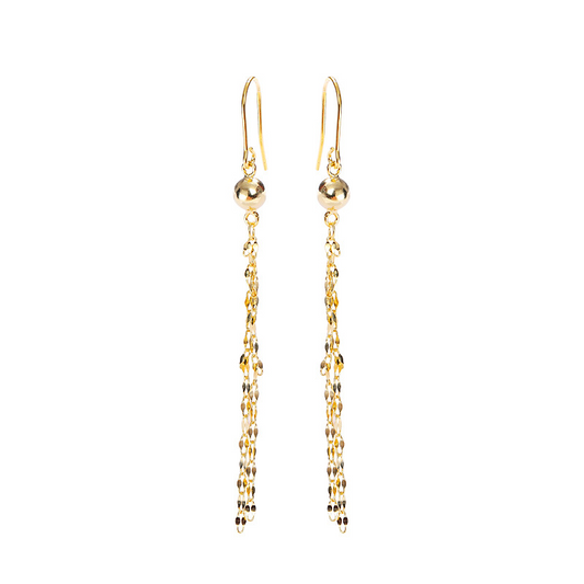 Long Tassel Sterling Silver Plated Gold Earring