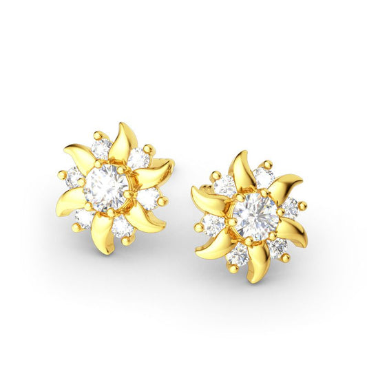 Sunflower Sterling Silver Stud Earrings-JE-Juri Elle