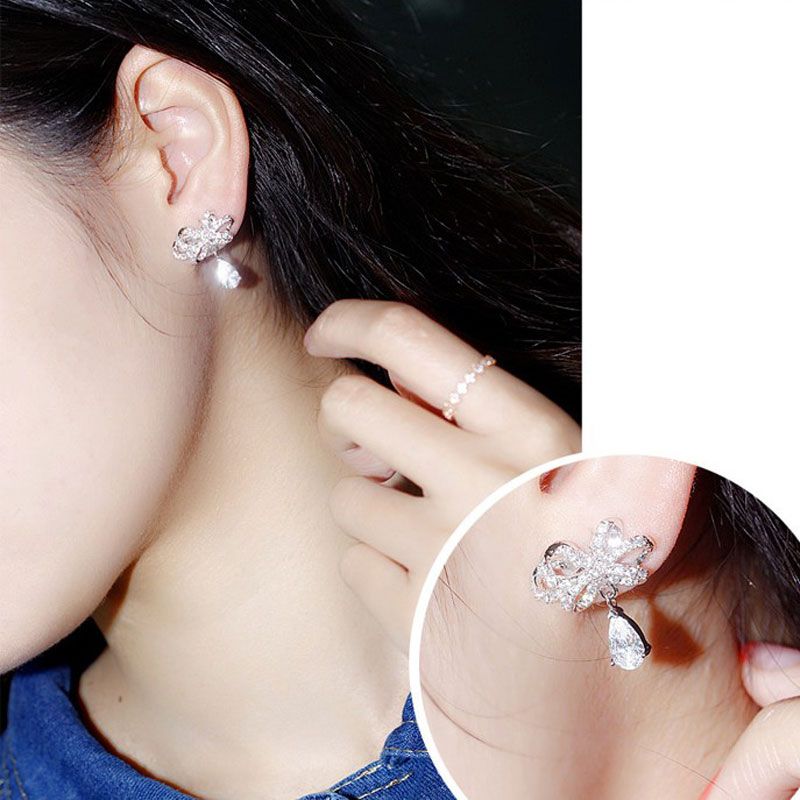 Bowknot Pear Cut Drop Earrings-JE-Juri Elle