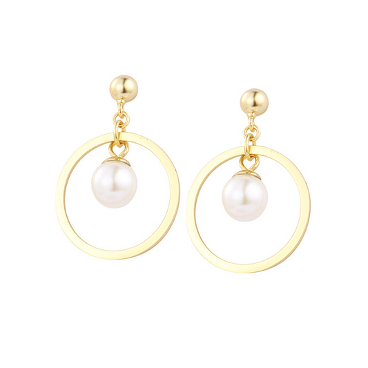 Beaded Tassel Sterling Silver Plated Gold Stud Earrings