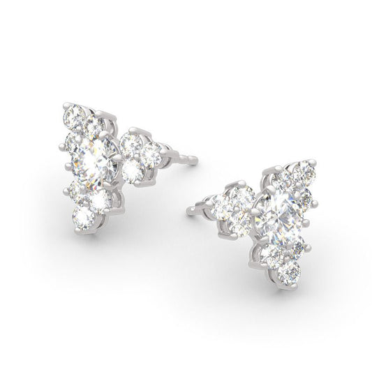 Sparkling Cluster Round Cut Sterling Silver Earrings-JE-Juri Elle