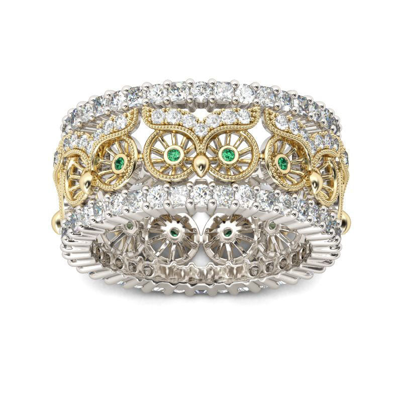 Two Tone Owlet Sterling Silver Women's Band-JE-Juri Elle