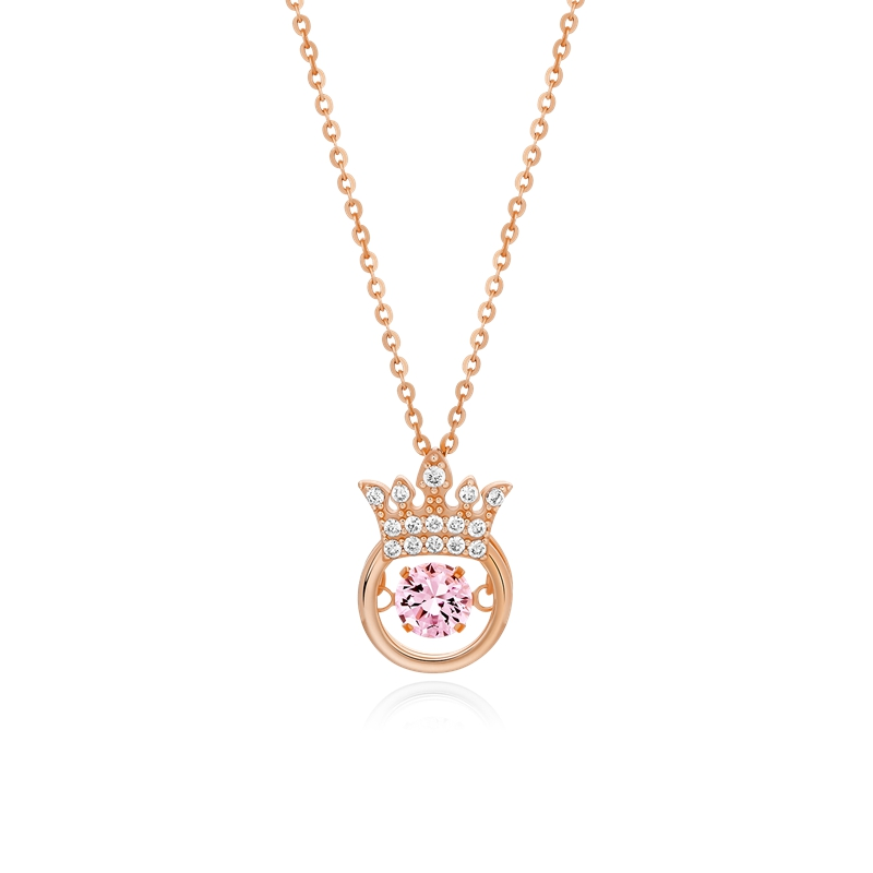 Dance Heart Round Cut Sterling Silver Necklace