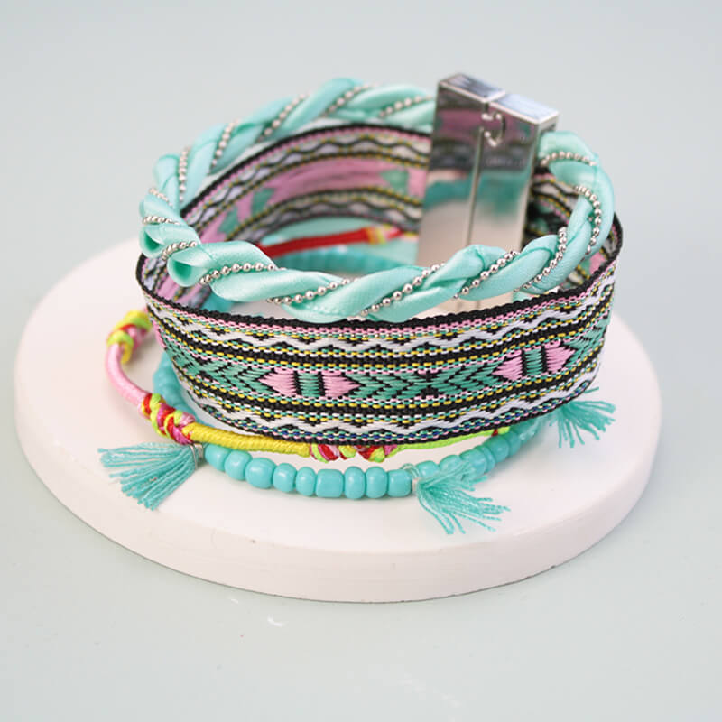 Embroidered Tassel Ethnic Woven Bracelet