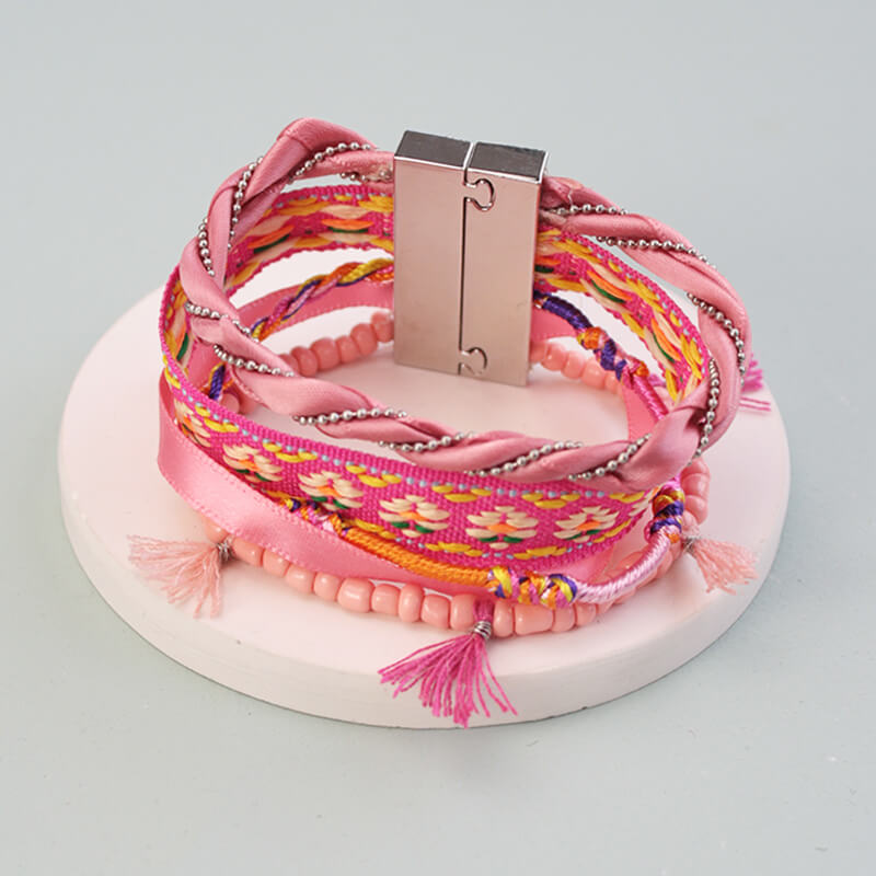 Embroidered Tassel Ethnic Woven Bracelet