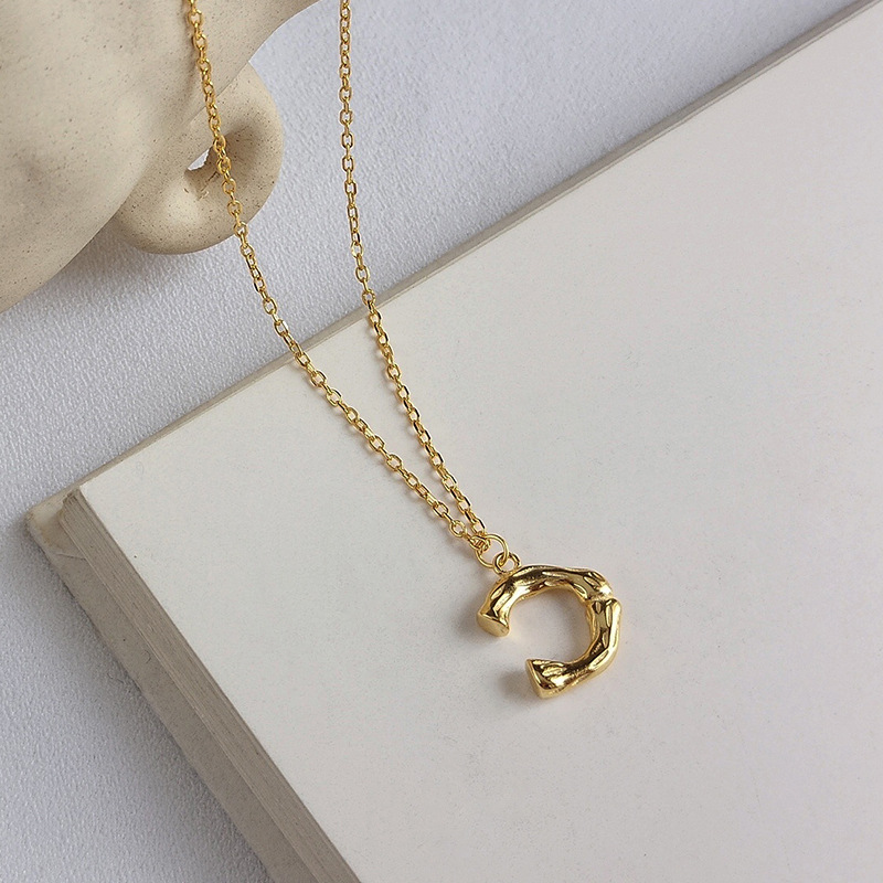 Letter A Sterling Silver Plated Gold Necklace