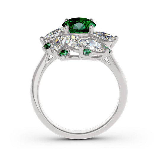 Halo Round Cut Sterling Silver Ring-JE-Juri Elle