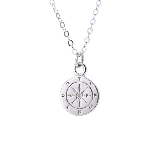 Navigation Compass Sterling Silver Necklace