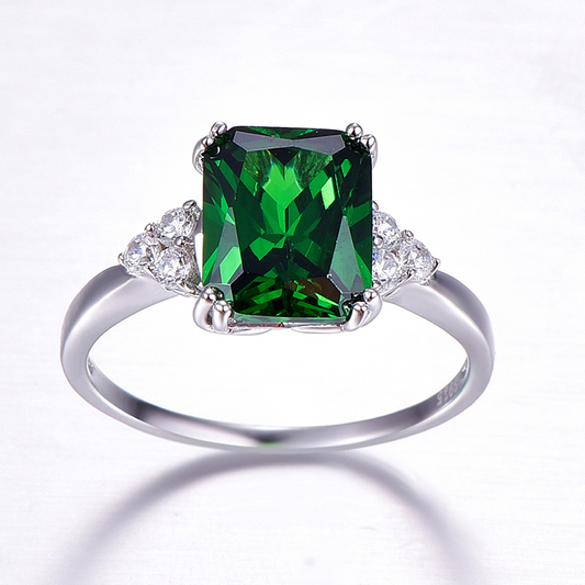 Classic Cushion Cut Sterling Silver Ring-ZX-Juri Elle