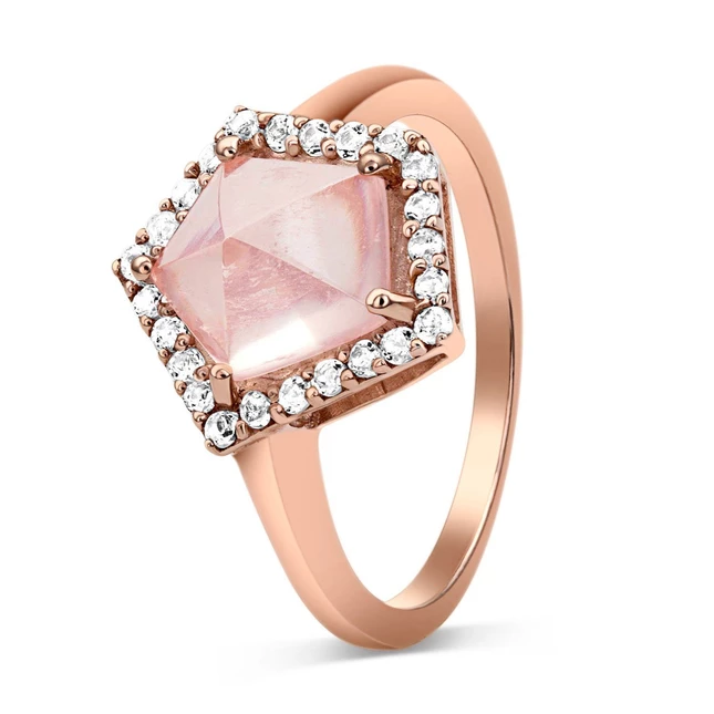 Rose Quartz Ring - Edgy Harmony-MM-Juri Elle