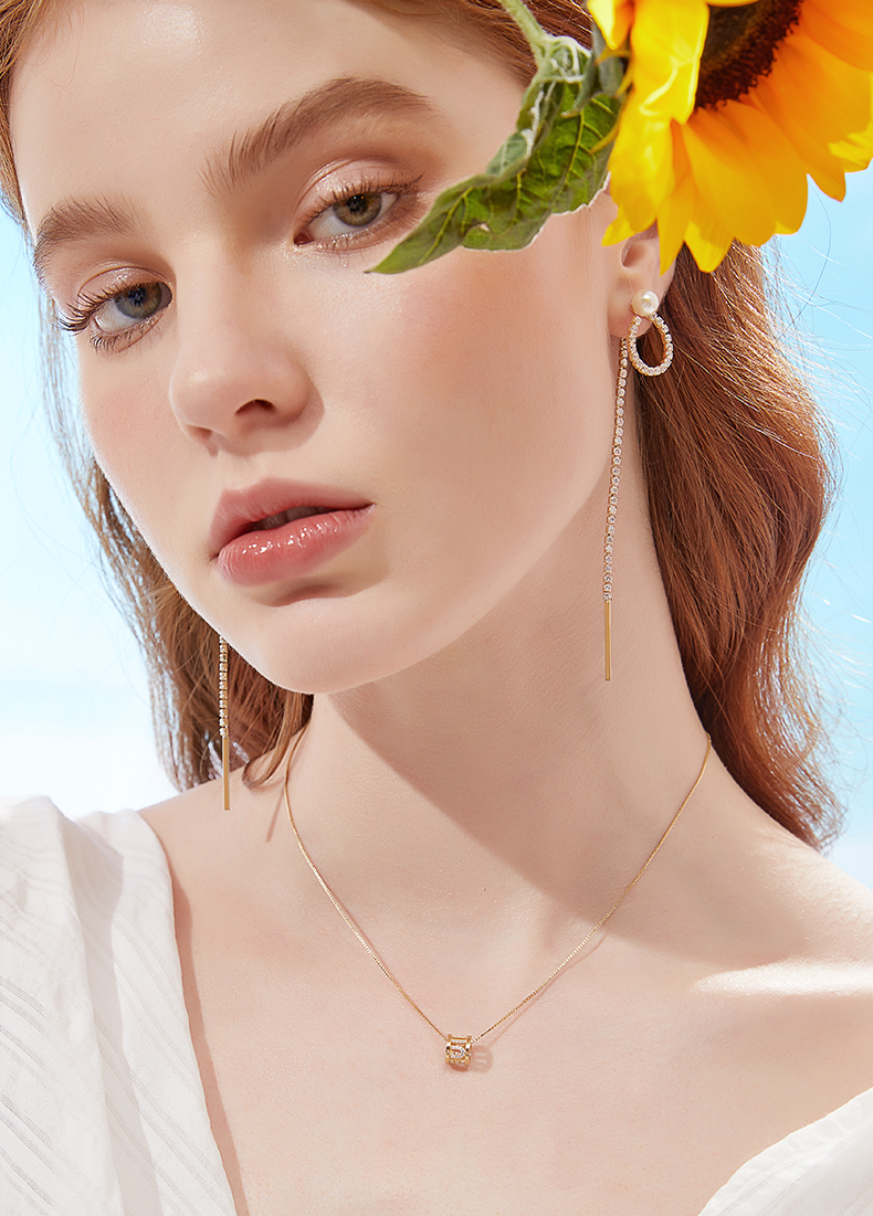 Endless Love Round Cut Silver Plated 14K Rose Gold Necklace