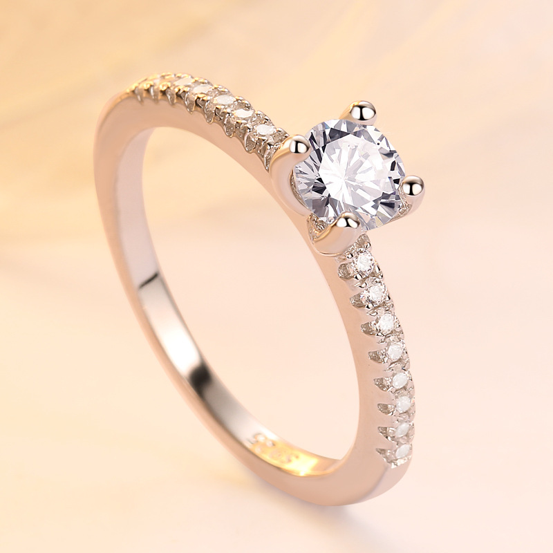 Simple Round Cut Sterling Silver Ring-TL-Juri Elle
