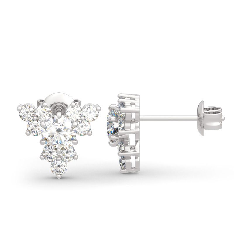 Sparkling Cluster Round Cut Sterling Silver Earrings-JE-Juri Elle