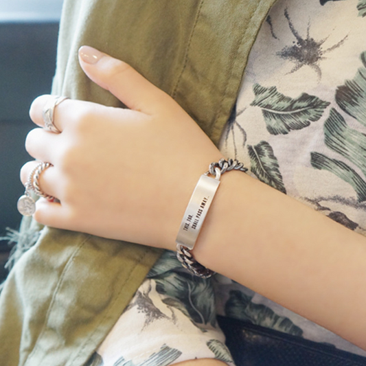 Ethnic Style Lettering Sterling Silver Bracelet