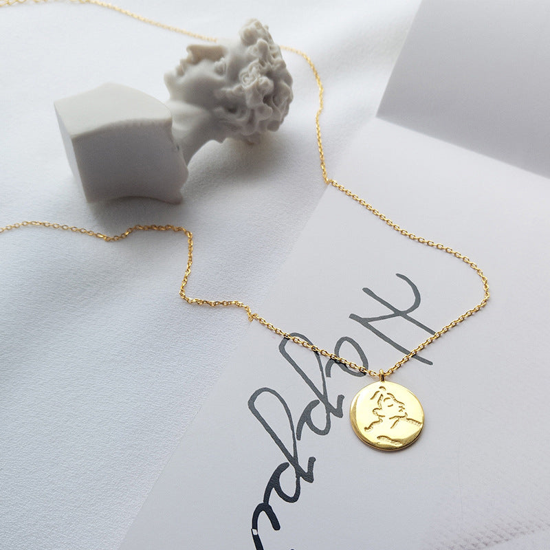Portrait Sterling Silver Plated Gold Necklace