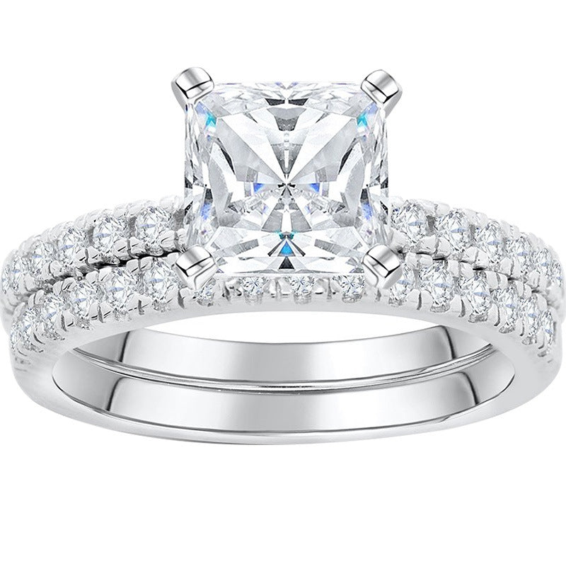 Princess Cut Ring Stackable Rings Glistering Stackable Princess Cut Sterling Silver Ring – Jurielle
