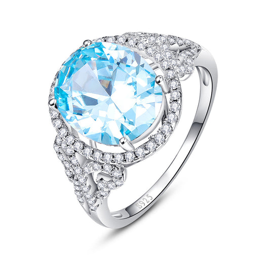 Mermaid Tears Oval Cut Sterling Silver Ring-ZX-Juri Elle