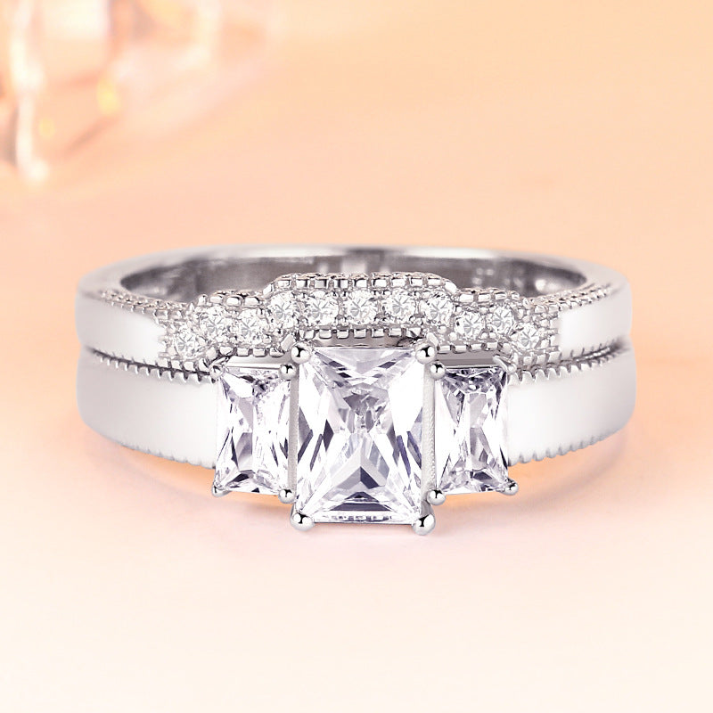 Elegant Baguette Cut Sterling Silver Ring-TL-Juri Elle