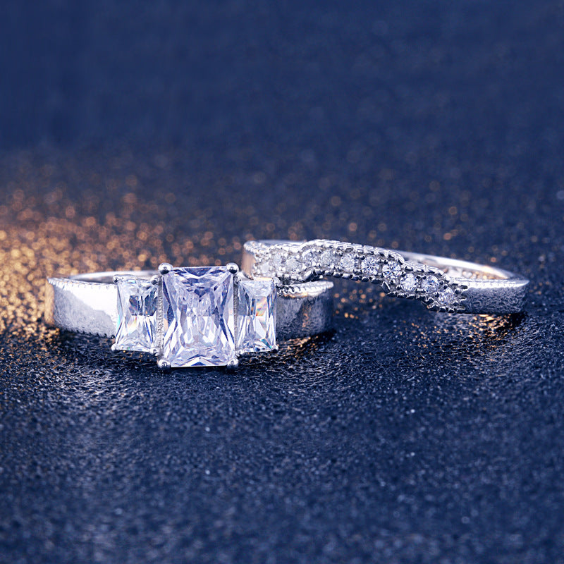 Elegant Baguette Cut Sterling Silver Ring-TL-Juri Elle
