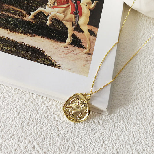 Irregular Owl Sterling Silver Plated Gold Necklace