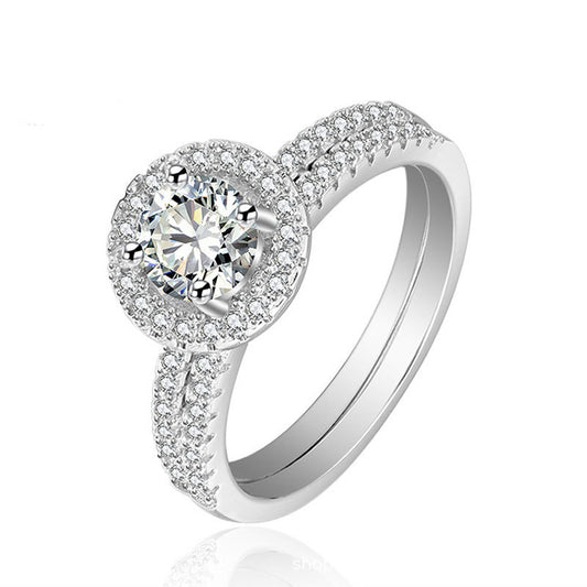 Showy Round Cut Sterling Silver Ring-TL-Juri Elle