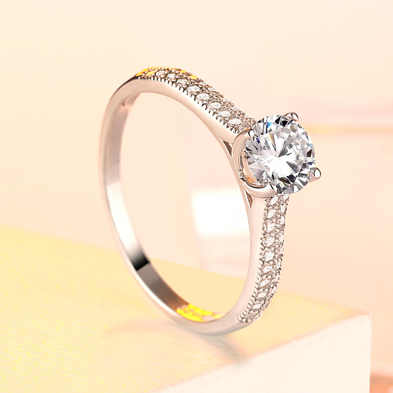 Simple Elegance Round Cut Sterling Silver Ring-TL-Juri Elle