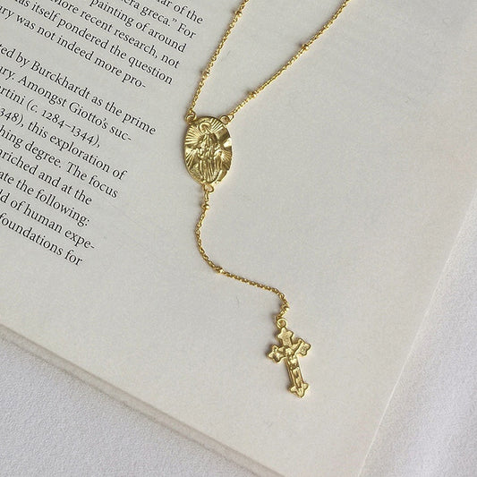 Jesus Cross Tassel Sterling Silver Necklace