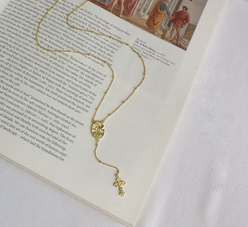 Jesus Cross Tassel Sterling Silver Necklace