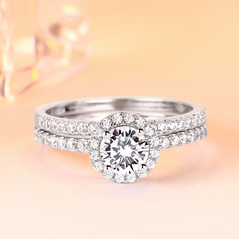 Showy Round Cut Sterling Silver Ring-TL-Juri Elle