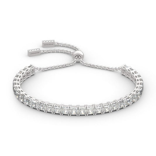 Classic Princess Cut Sterling Silver Bolo Tennis Bracelet-JE-Juri Elle