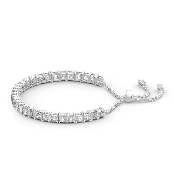Classic Princess Cut Sterling Silver Bolo Tennis Bracelet-JE-Juri Elle