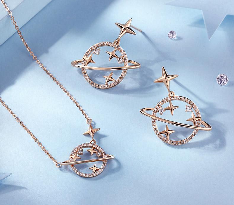Fantasy Planet Round Cut Sterling Silver Necklace