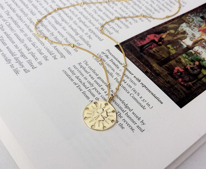 Carved Four-leaf Clover Sterling Silver Necklace