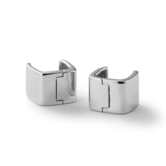 Polishing Square Sterling Silver Plated Platinum Earring