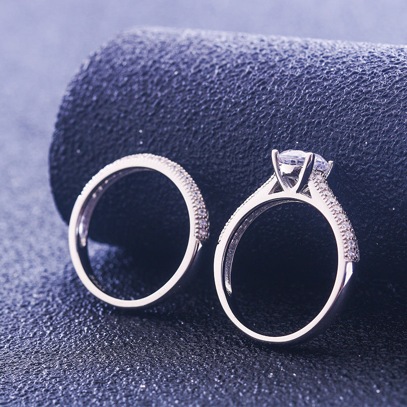 Dreamy Wedding Round Cut Sterling Silver Ring Set-TL-Juri Elle